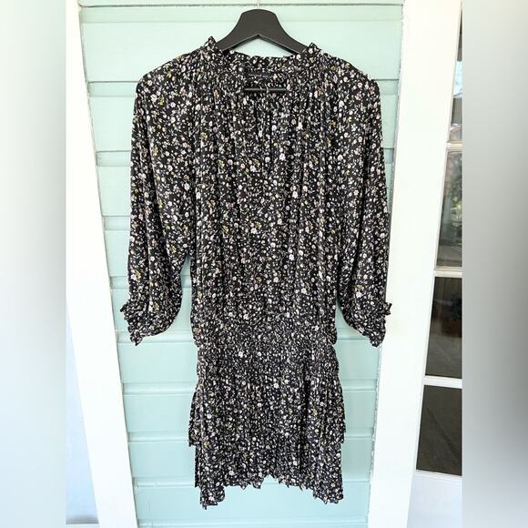 Current Air Aurelie Floral Print Mini Dress boho drop waist fall flutter skirt M - Picture 3 of 12